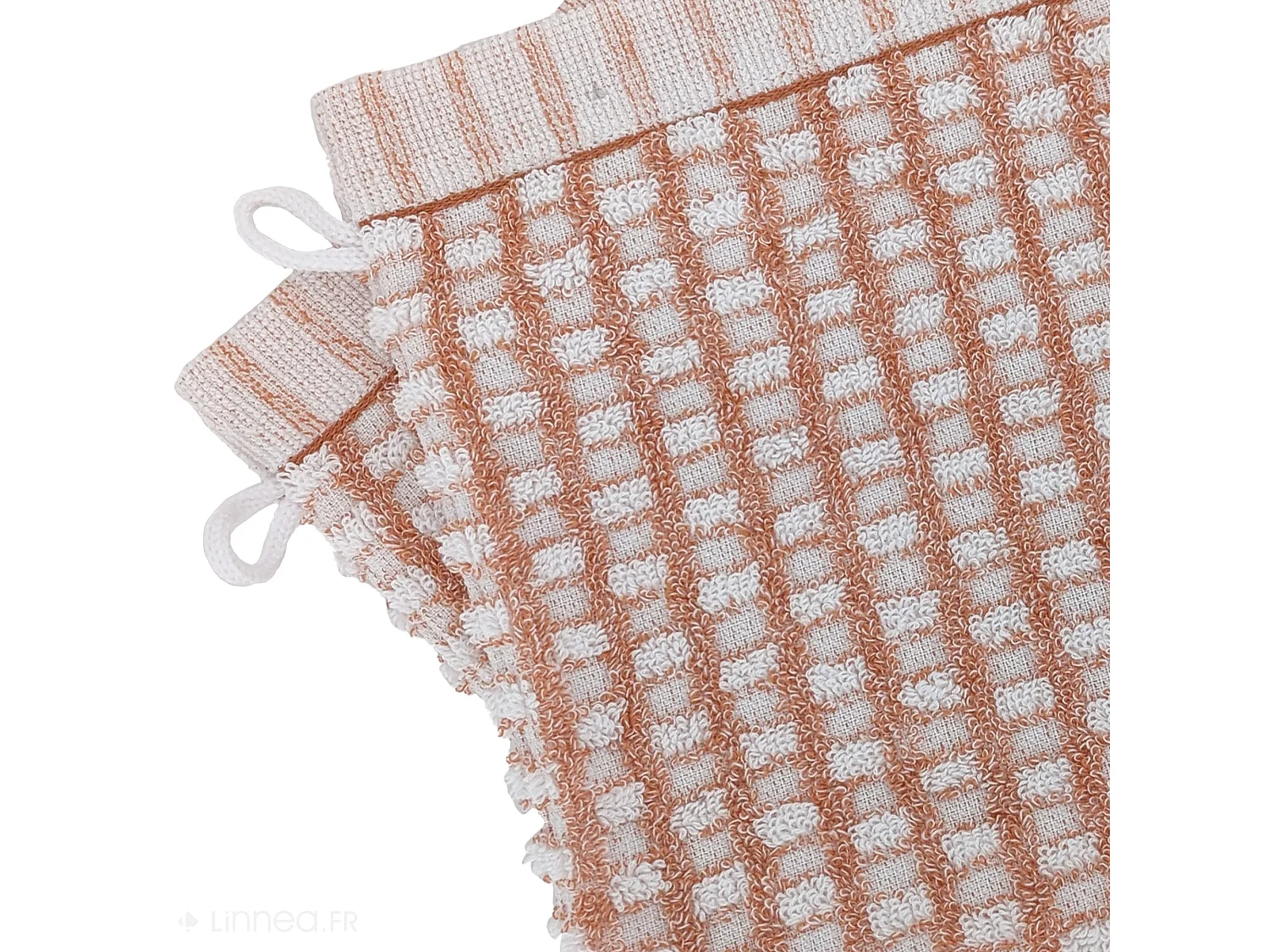 Lot de 2 gants de toilette 16x21 cm pur coton collection GLOW marron