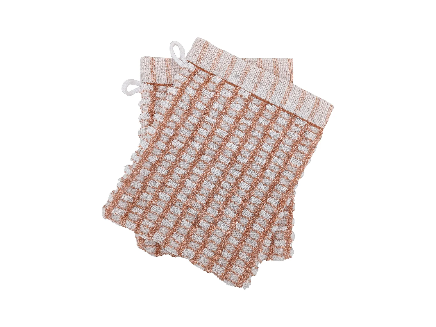 Lot de 2 gants de toilette 16x21 cm pur coton collection GLOW marron