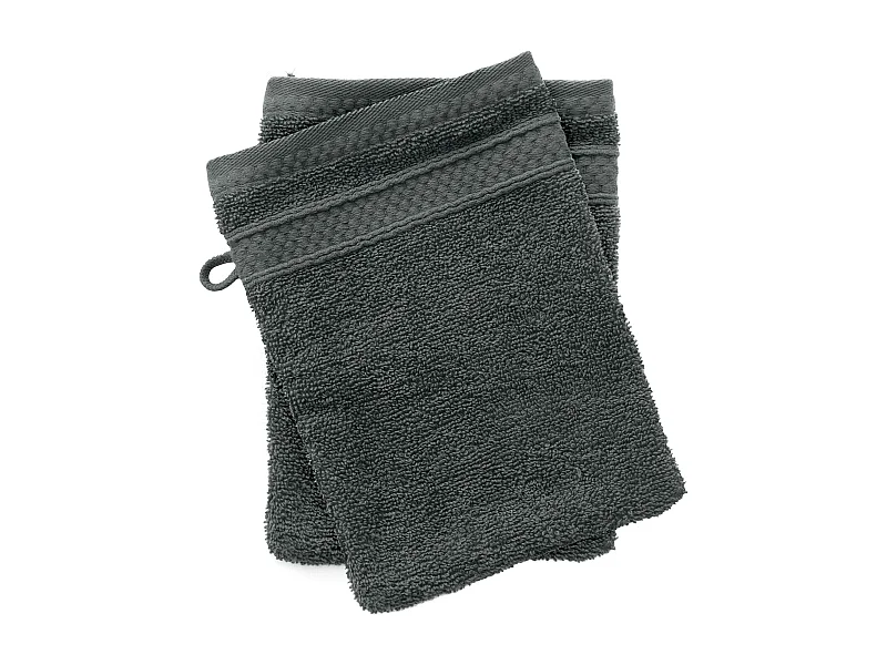 Lot de 2 gants de toilette coton 550 g/m2 NAÏA gris Anthracite