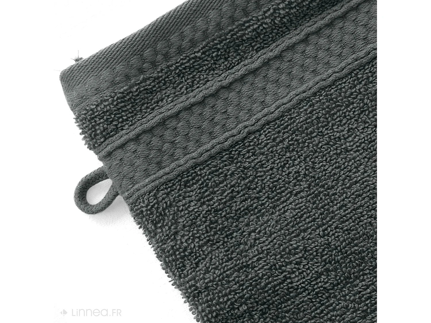 Lot de 2 gants de toilette coton 550 g/m2 NAÏA gris Anthracite