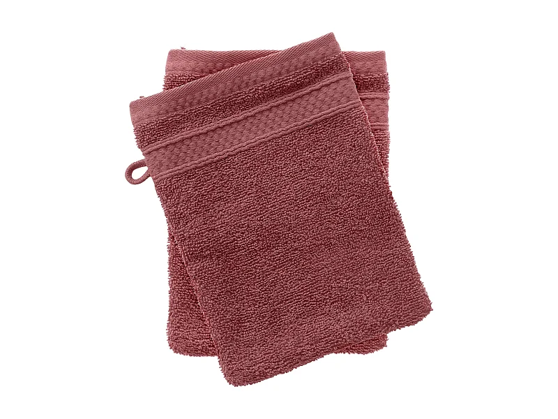 Lot de 2 gants de toilette coton 550 g/m2 NAÏA rose Bois de rose