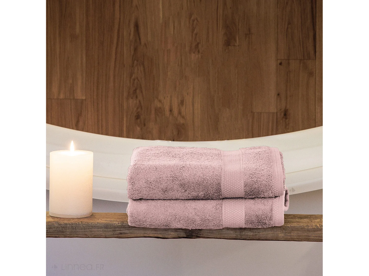 Lot de 2 gants de toilette coton 550 g/m2 collection NAÏA Rose