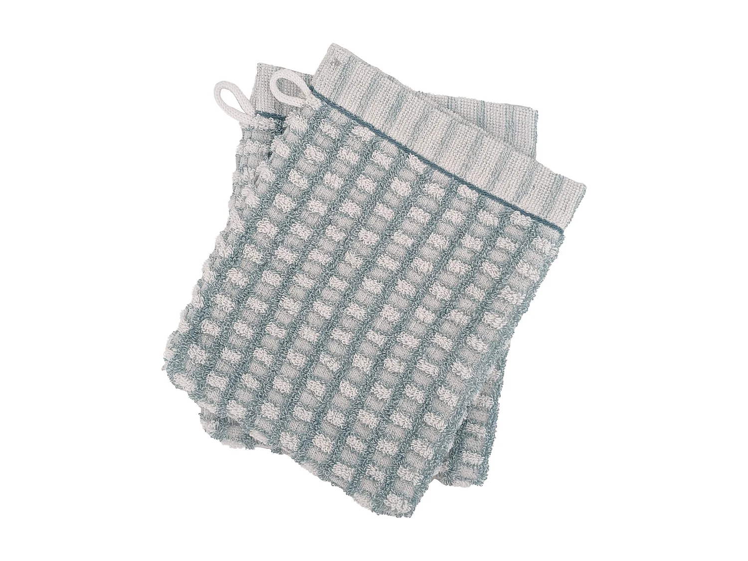 Lot de 2 gants de toilette 16x21 cm pur coton collection GLOW vert