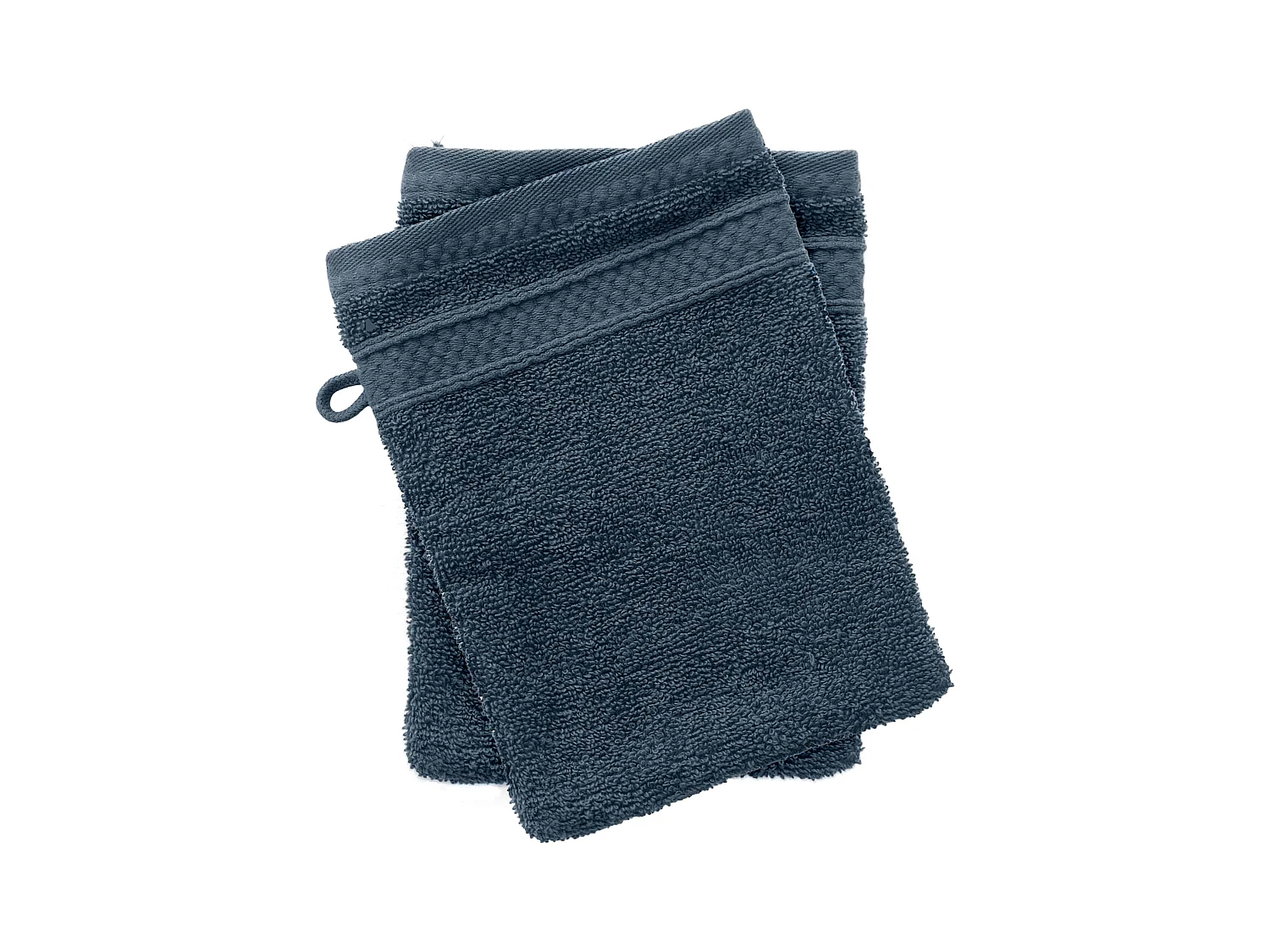 Lot de 2 gants de toilette coton 550 g/m2 NAÏA bleu Orage