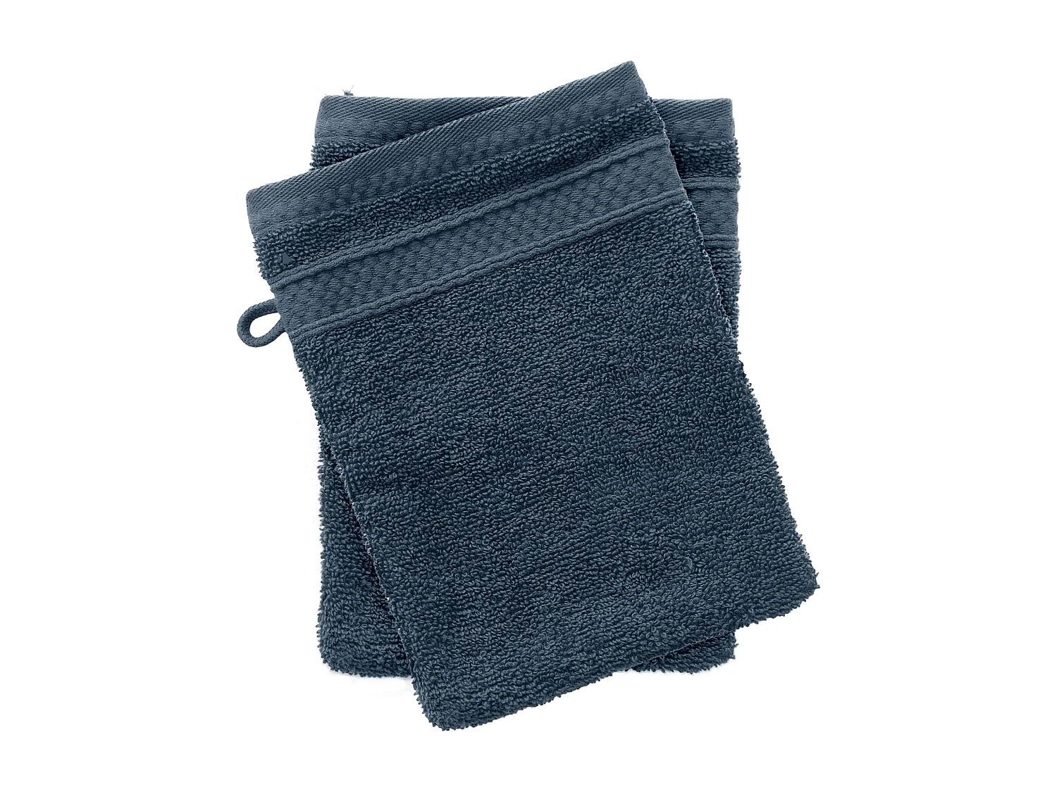 Lot de 2 gants de toilette coton 550 g/m2 NAÏA bleu Orage