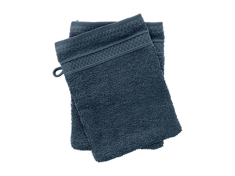 Lot de 2 gants de toilette coton 550 g/m2 NAÏA bleu Orage