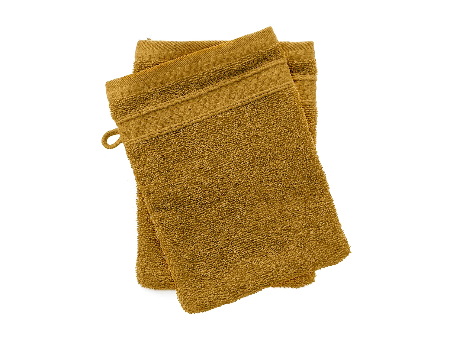Lot de 2 gants de toilette coton 550 g/m2 NAÏA jaune Curry