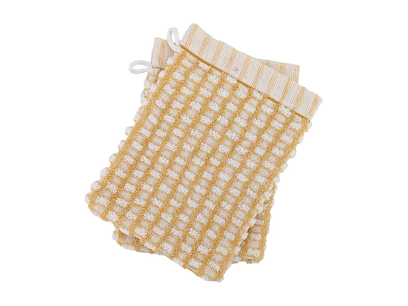 Lot de 2 gants de toilette 16x21 cm pur coton collection GLOW jaune