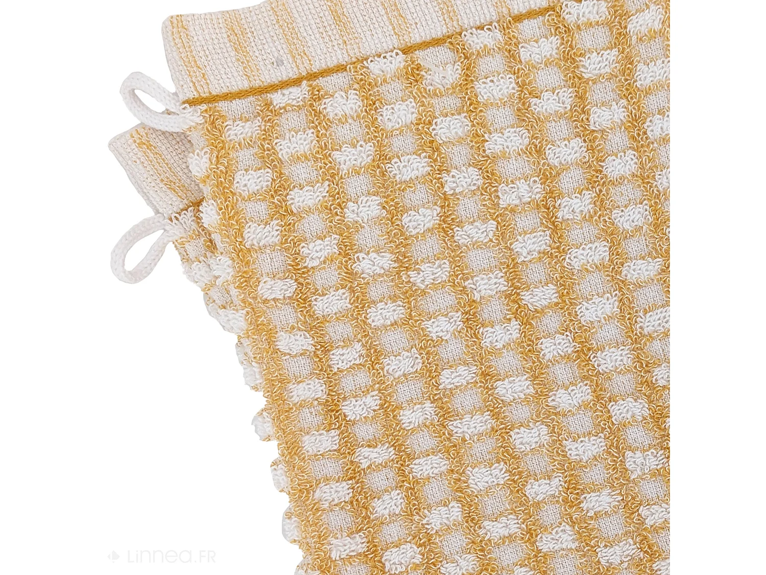 Lot de 2 gants de toilette 16x21 cm pur coton collection GLOW jaune