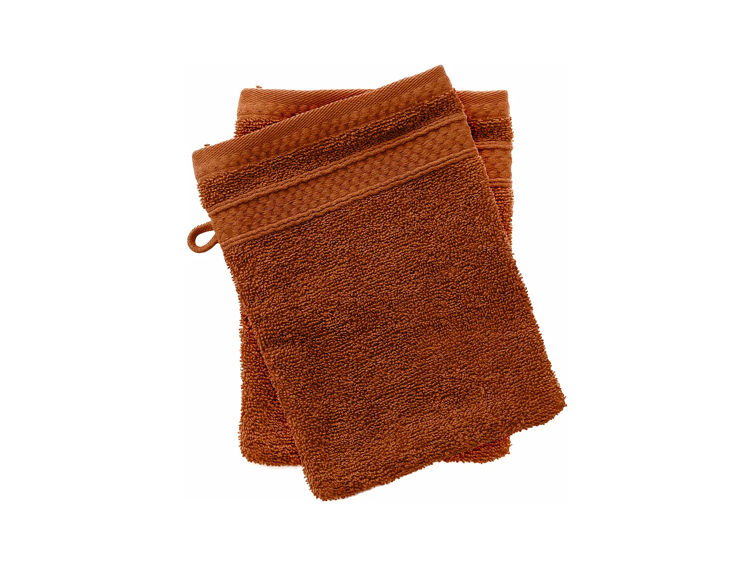 Lot de 2 gants de toilette coton 550 g/m2 NAÏA orange Argile