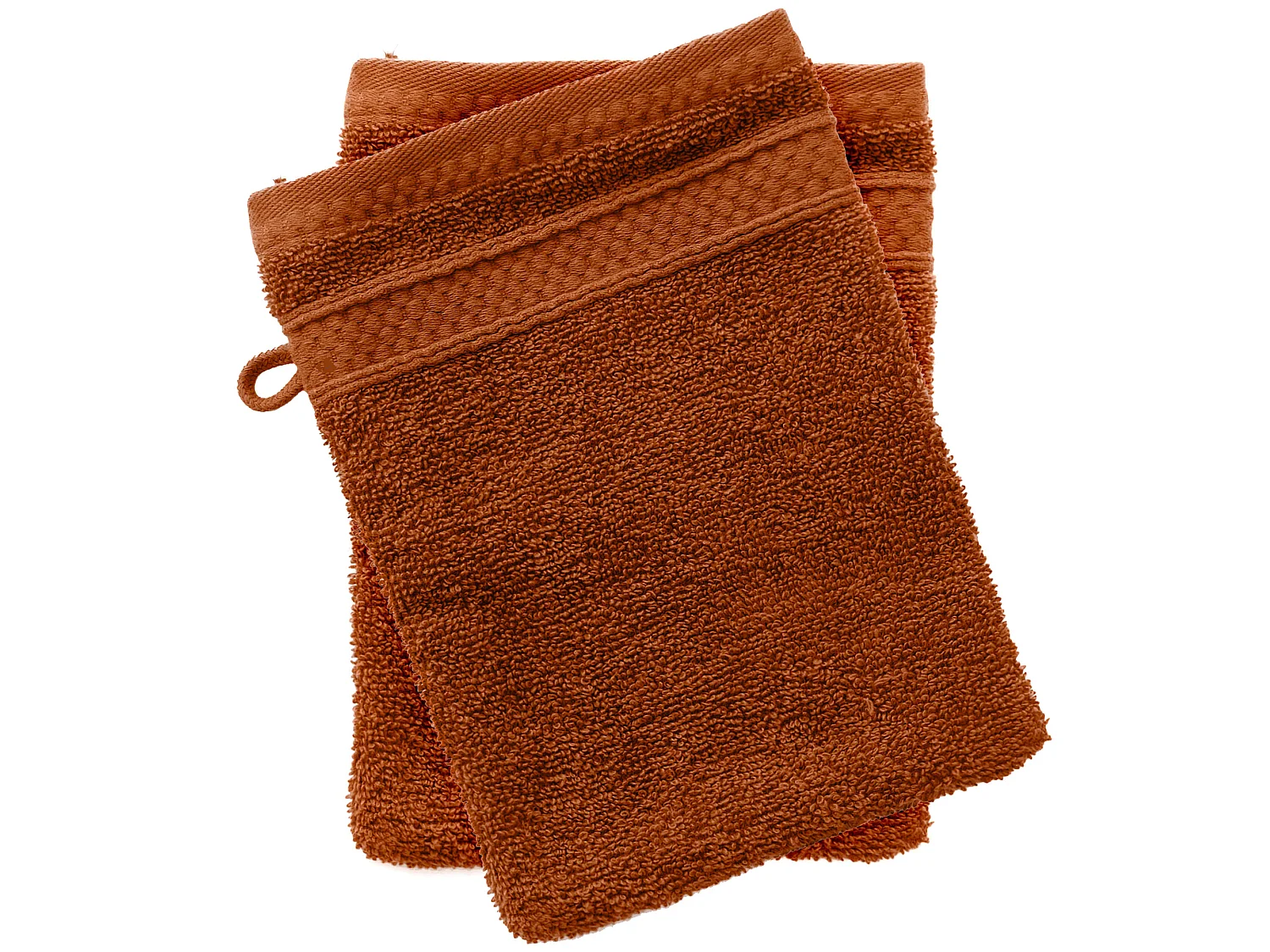 Lot de 2 gants de toilette coton 550 g/m2 NAÏA orange Argile