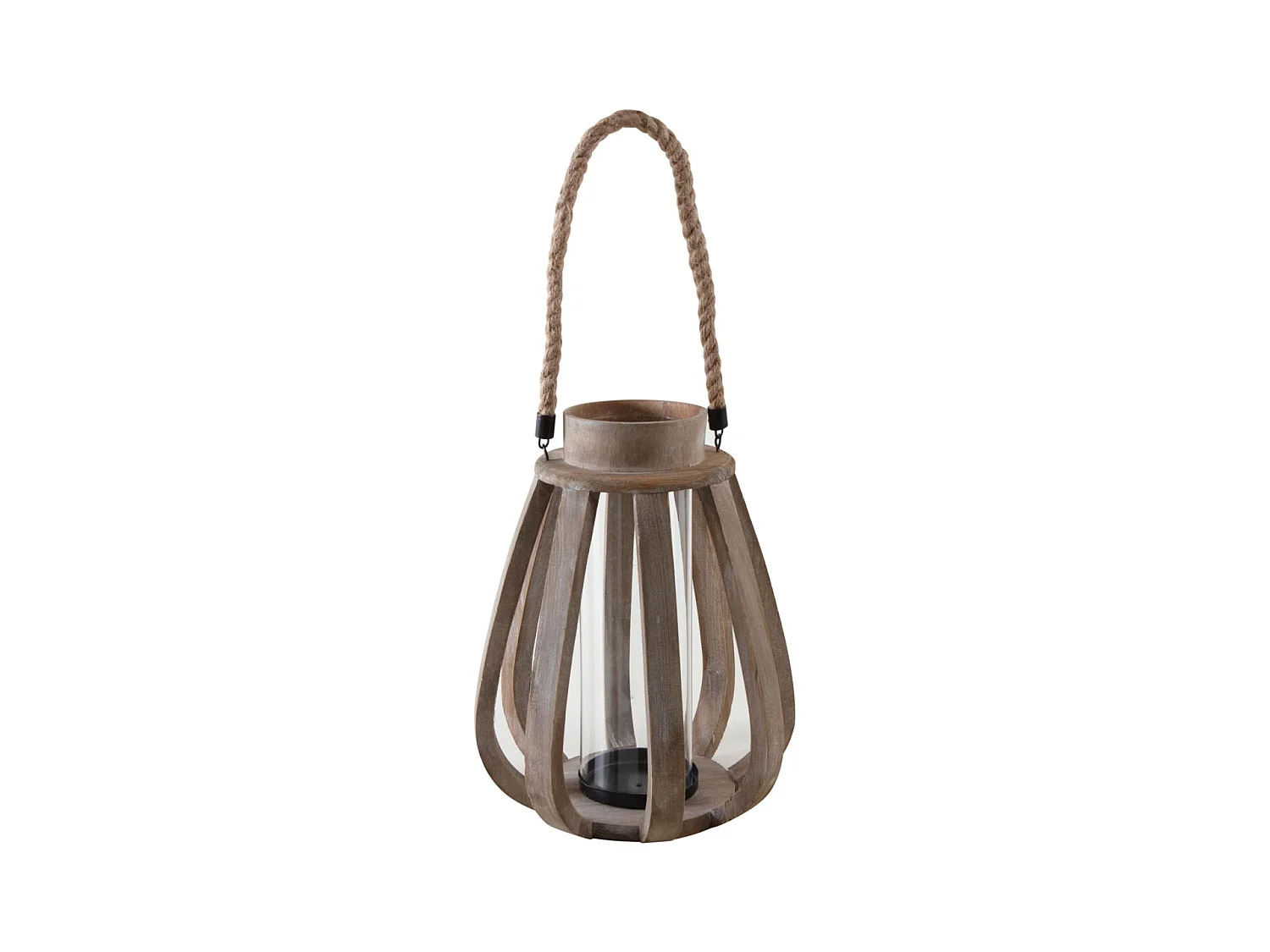 Lanterne de jardin en bois vieilli et verre
