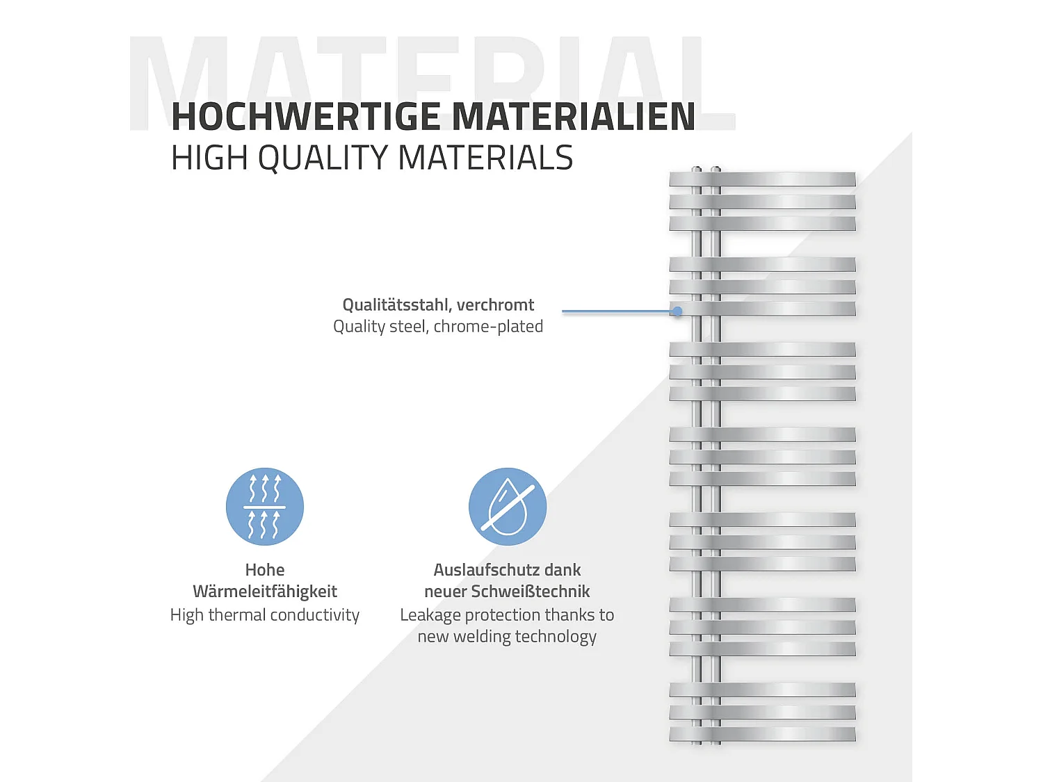 Radiateur sèche serviettes Iron EM chrome en acier 50x160 cm pour salle de bain