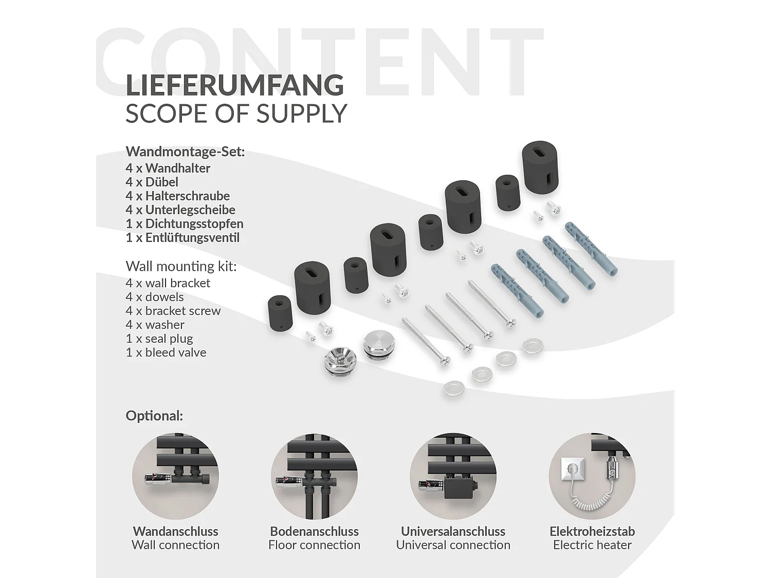 Iron EM Design Radiateur Sèche-Serviettes,  600 x 1400 mm, Anthracite, Radiateur