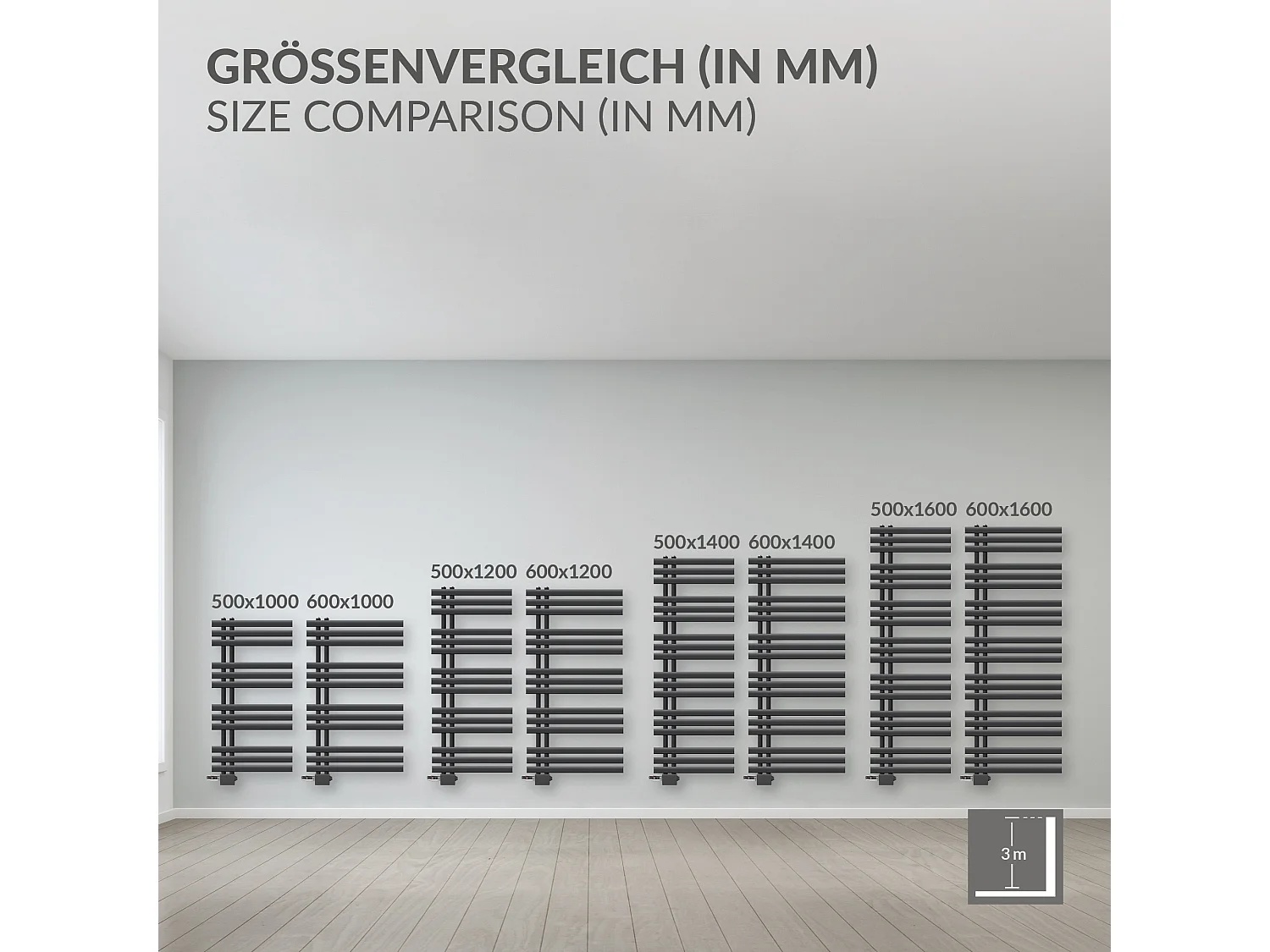 Radiatore scaldasalviette da bagno Iron EM Design antracite 600x1400 mm