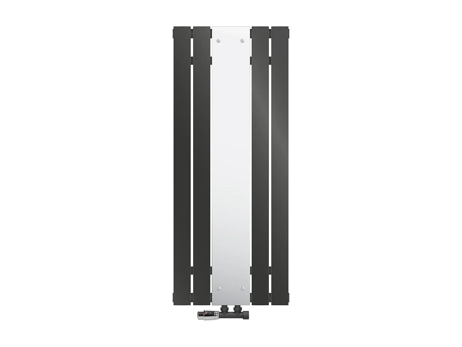 Radiateur plat vertical anthracite 45x120cm + miroir et kit raccordement d'angle