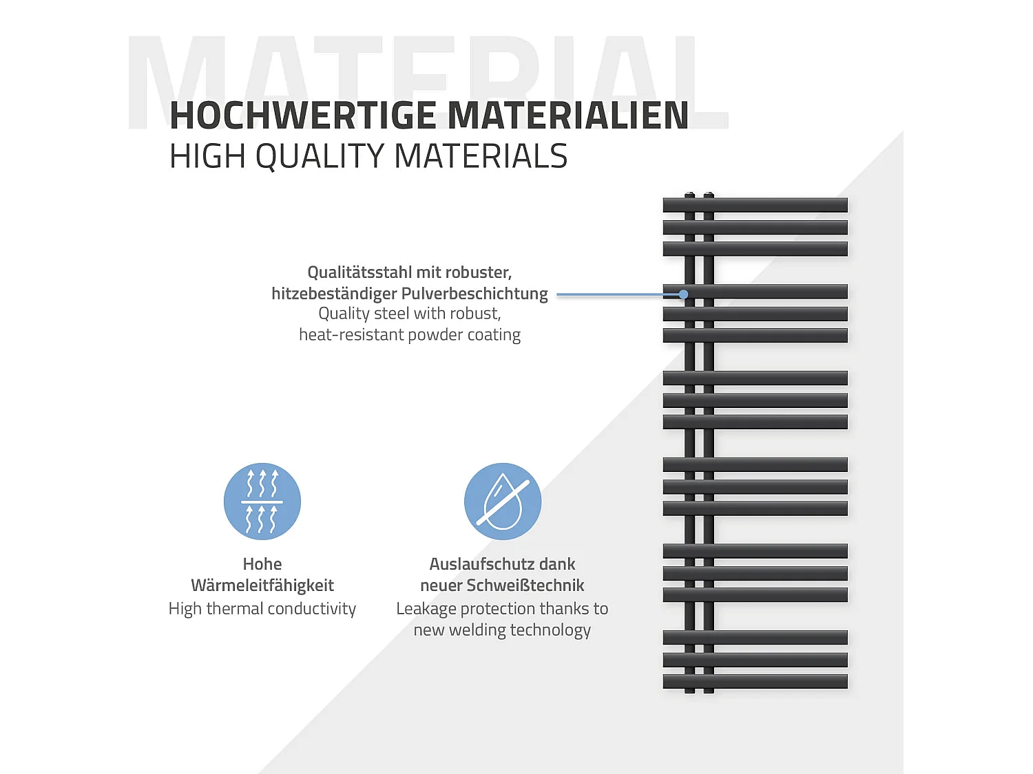 Radiateur chauffage bain sèche-serviettes Iron EM Design anthracite 500 x 1400 mm