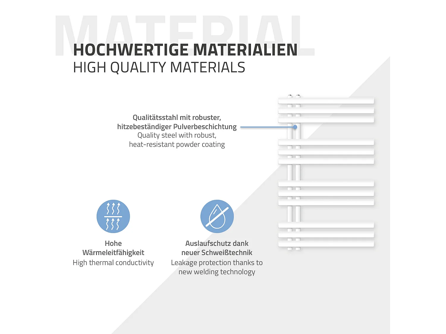 Radiador de calefacción para secador de toallas de baño Iron EM Design blanco 600 x 1000 mm