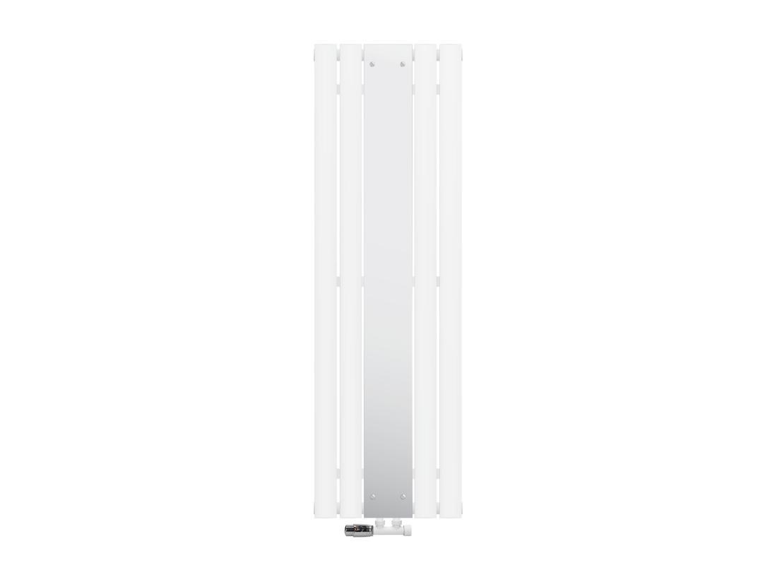 vente unique Radiateur plat vertical blanc 450x1200 mm + miroir et kit raccordement d'angle
