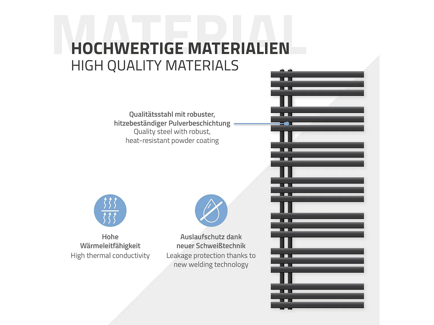 Iron EM Design Radiador de calefacción para baño, secador de toallas, antracita, 600 x 1600 mm