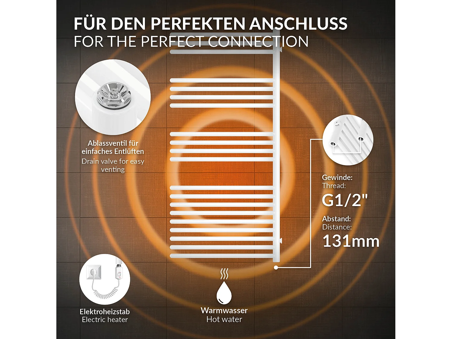 Radiateur mural blanc 50x120 cm + résistance 900W thermostat affichage digital