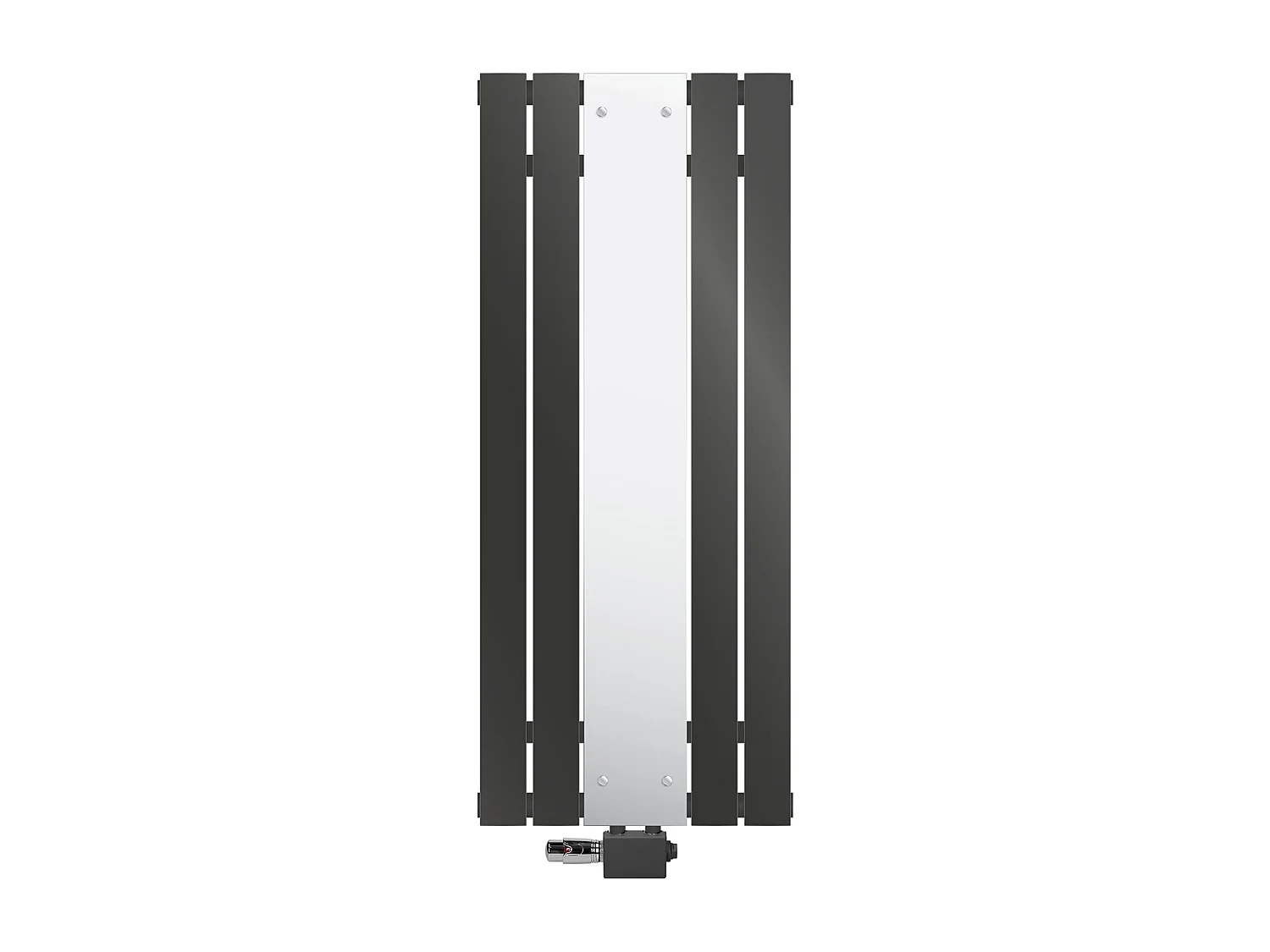 Radiateur plat anthracite 45x120 cm avec miroir et kit raccordement universel