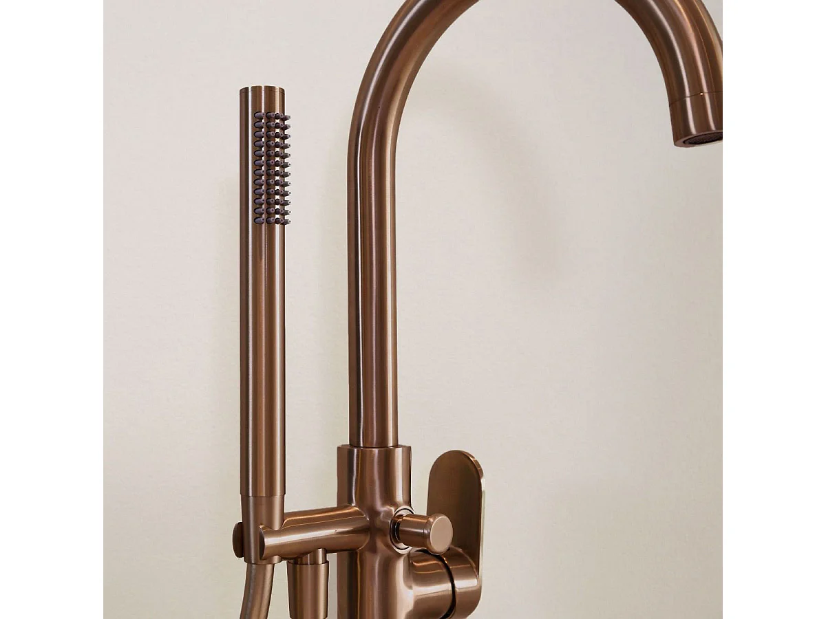 Charme II Mechanische Bodensäule für Sitzbadewanne Kupfer gebürstet Essebagno