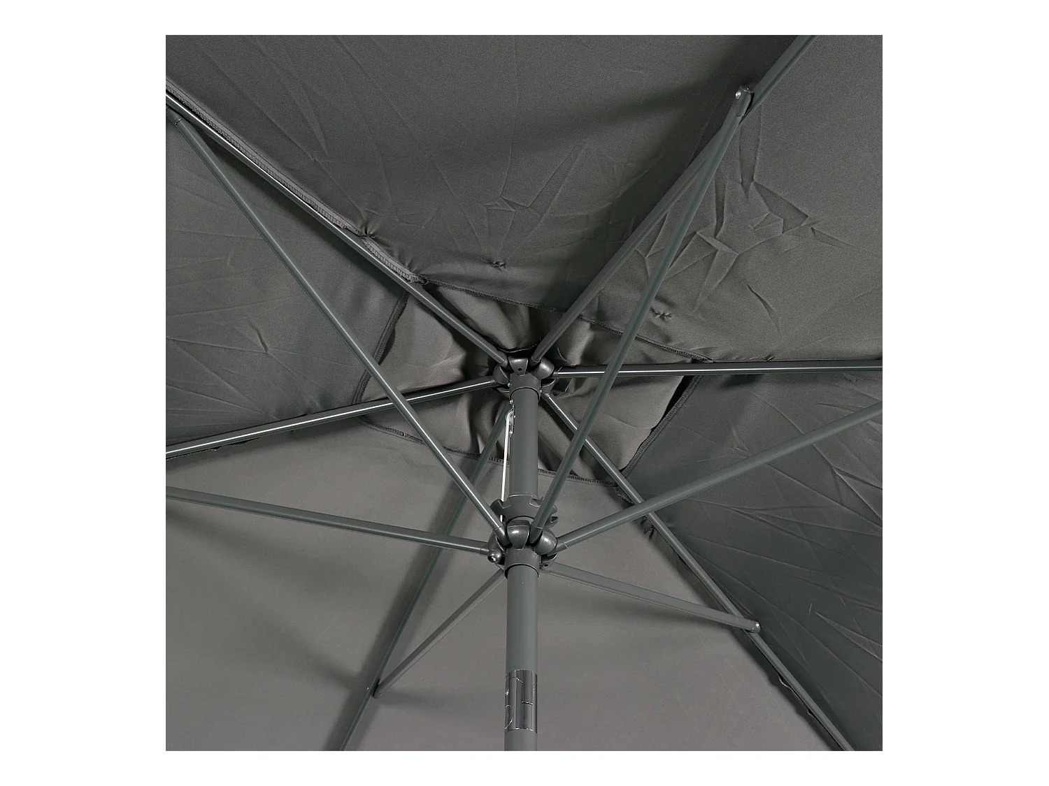 Parasol droit rectangulaire 2x3m - Touquet gris - mât central en aluminium orientable et manivelle d'ouverture