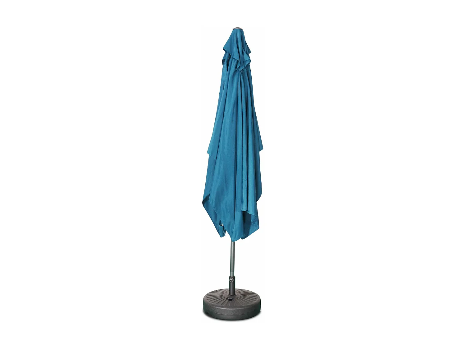 Parasol droit rectangulaire 2x3m - Touquet Bleu canard - mât central en aluminium orientable et manivelle d'ouverture