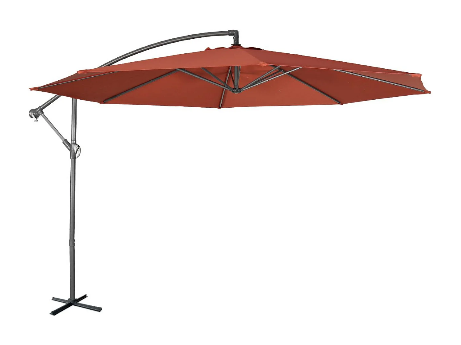 Parasol déporté Ø350cm - Hardelot - Coloris Terracotta. structure anthracite. manivelle anti-retour.
