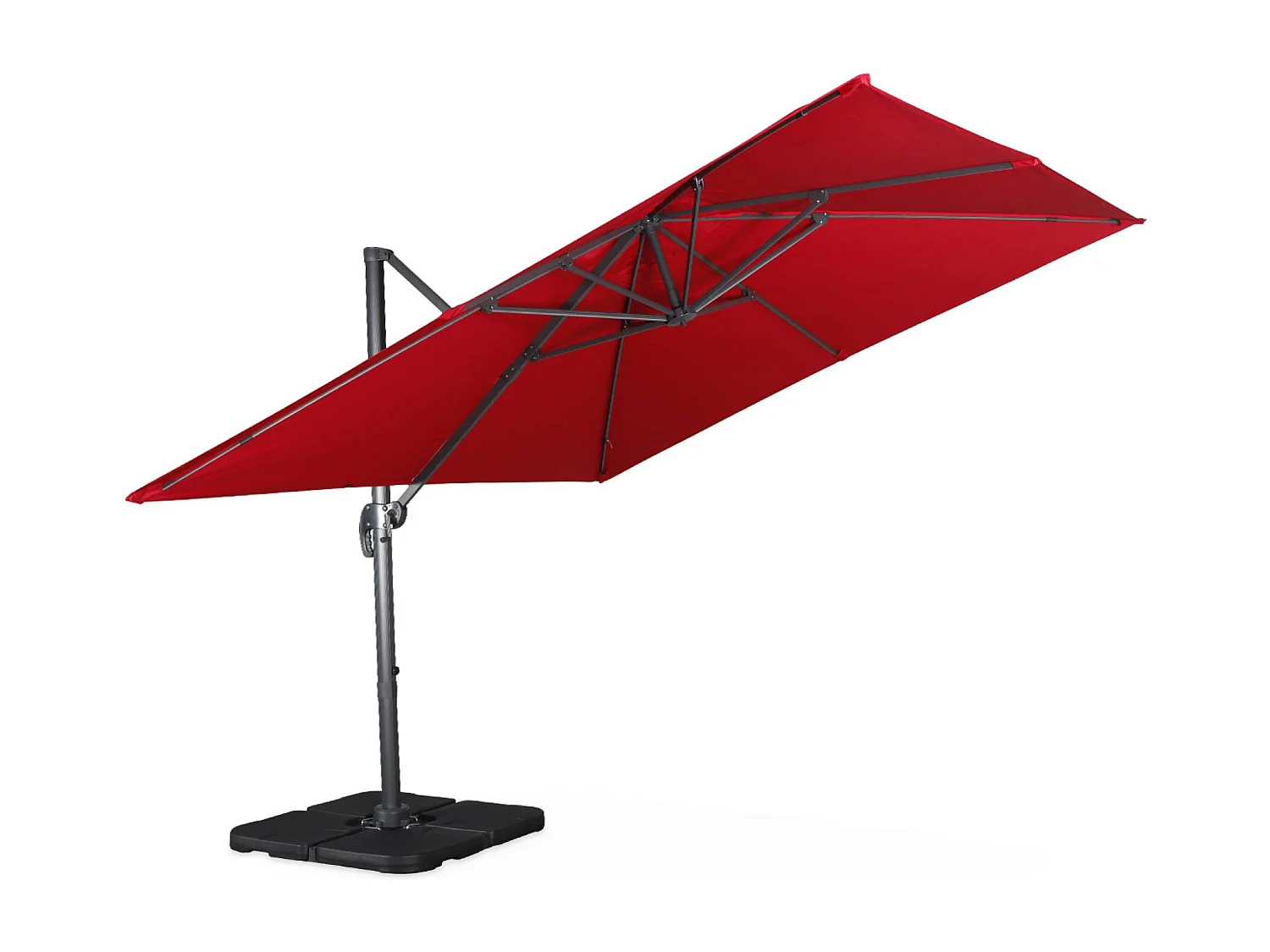 Ombrellone rettangolare decentrato in alluminio 3x3m, rosso