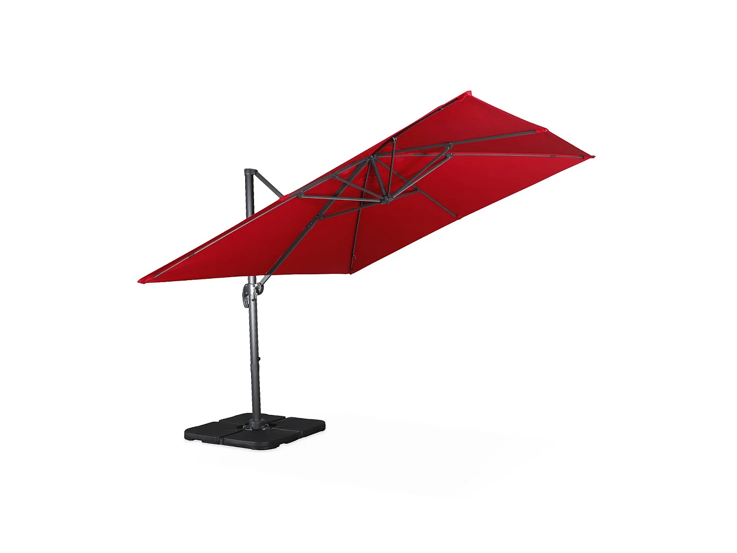 Ombrellone rettangolare decentrato in alluminio 3x3m, rosso