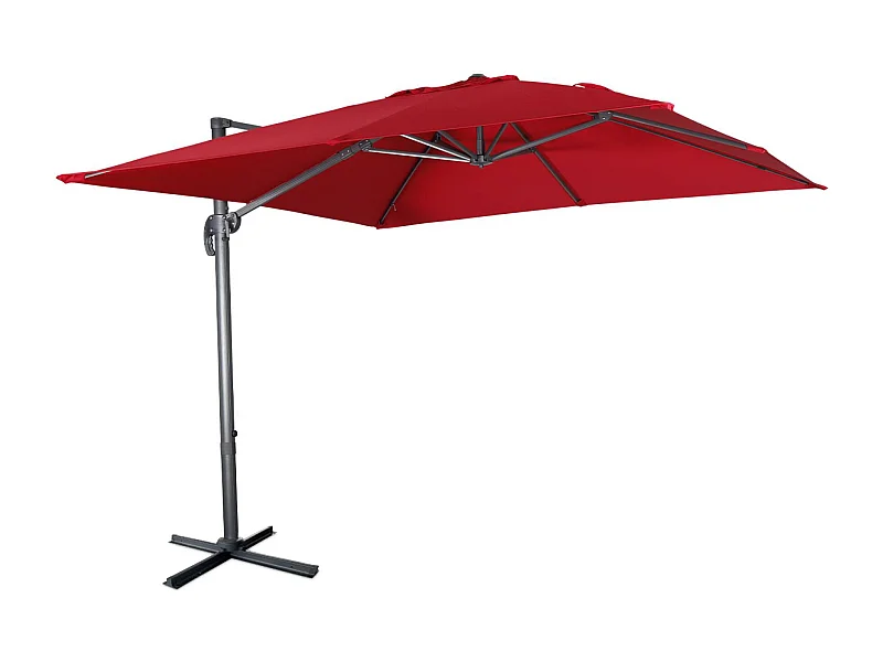 Ombrellone rettangolare decentrato in alluminio 3x3m, rosso