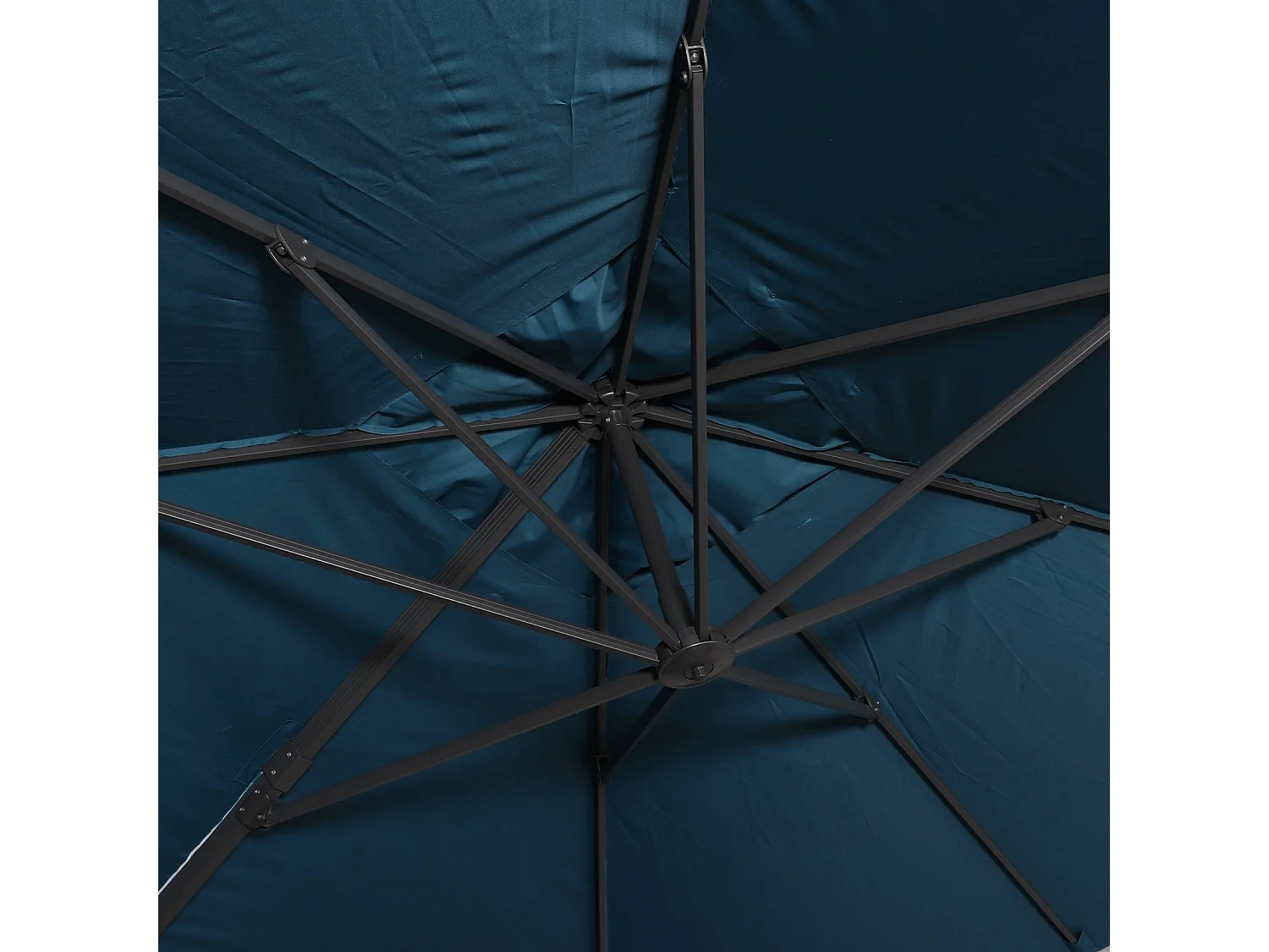 Ombrellone decentrato rettangolare 3x4m + base 50x50cm, blu