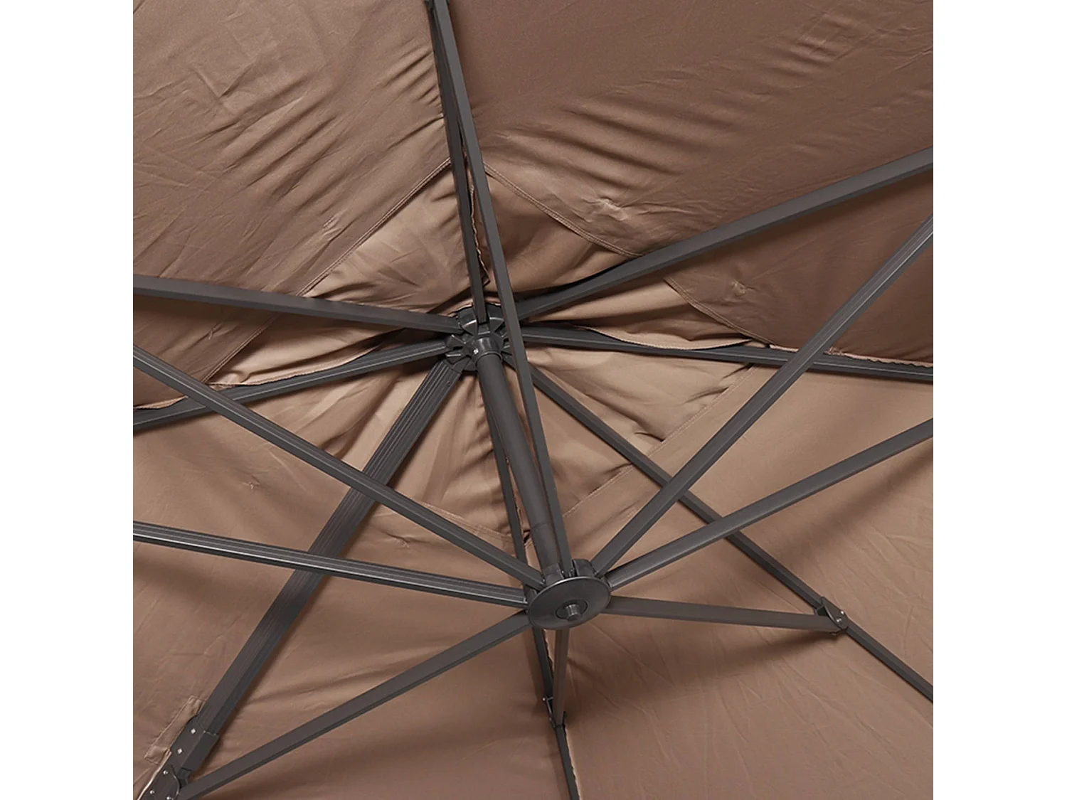 Parasol déporté rectangulaire taupe 3x4m + dalles à lester 50x50cm