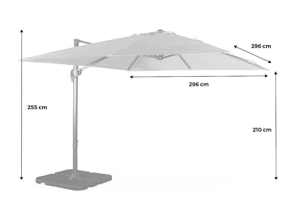 Parasol 3x3m cuadrado desplazado gris