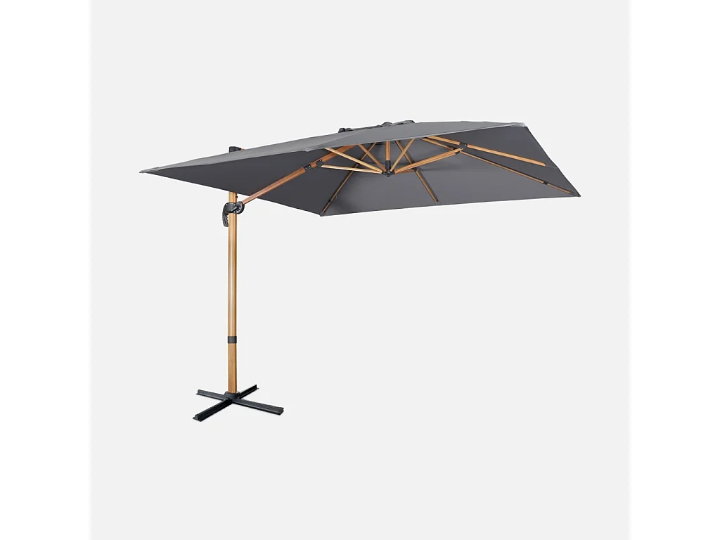 Parasol cuadrado excéntrico, 3x3m gris