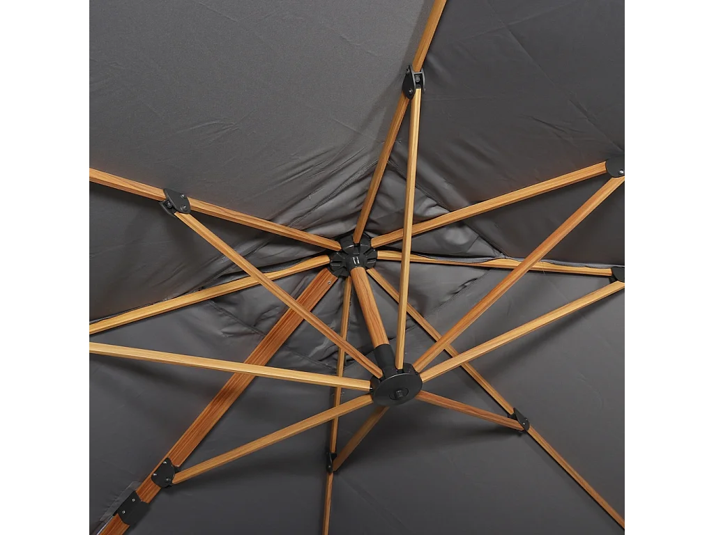 Parasol cuadrado excéntrico, 3x3m gris