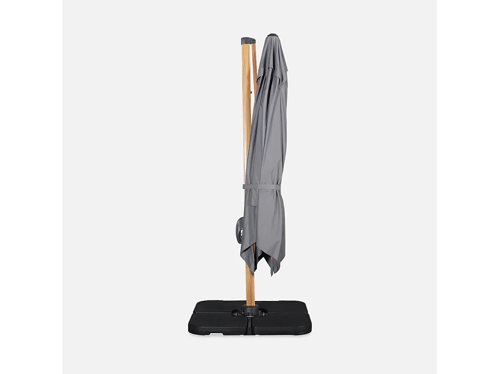 Parasol cuadrado excéntrico, 3x3m gris