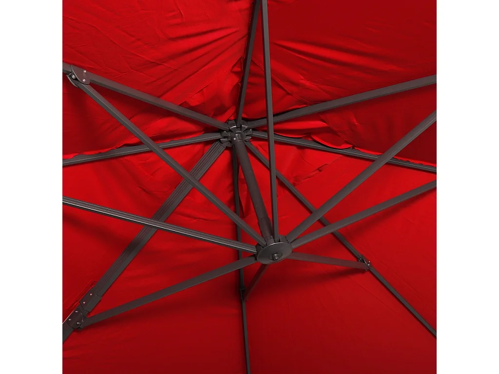 Parasol déporté rectangulaire 3x4m - Wimereux - rouge- Parasol excentré inclinable dans 55 positions. rotatif à 360°.