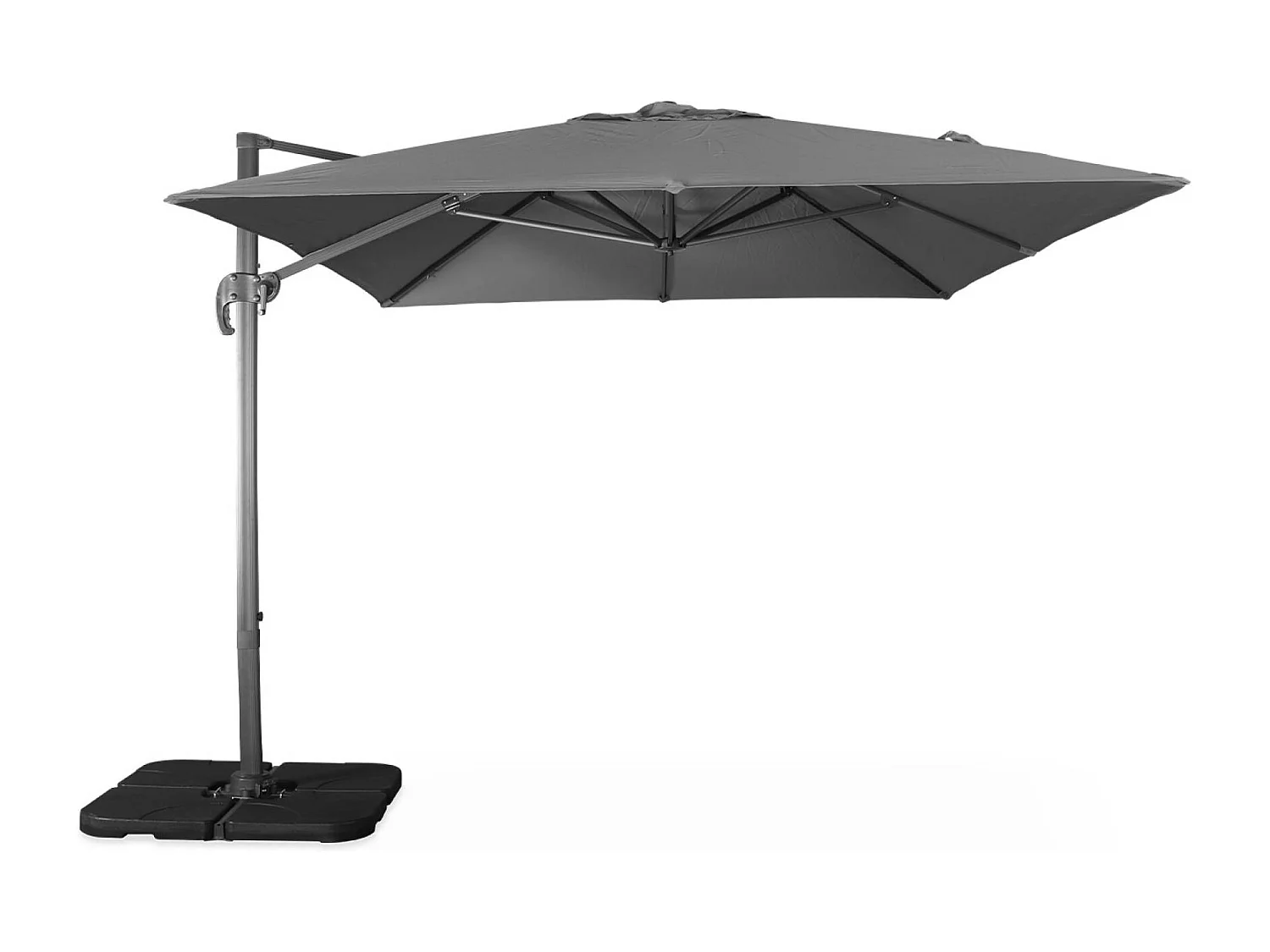 Sombrilla 3x4m rectangular y platos con peso gris