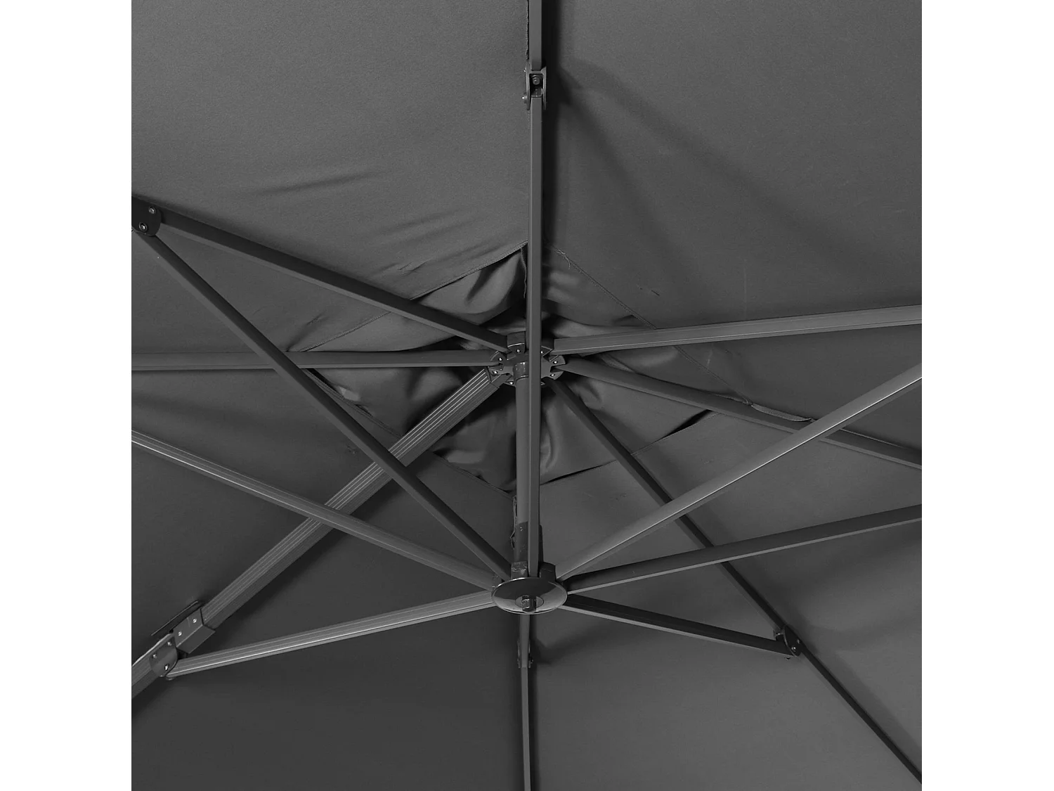 Ombrellone decentrato rettangolare 3x4m + base 50x50cm, grigio