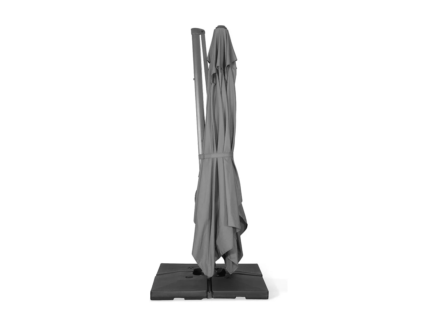 Ombrellone decentrato rettangolare 3x4m + base 50x50cm, grigio