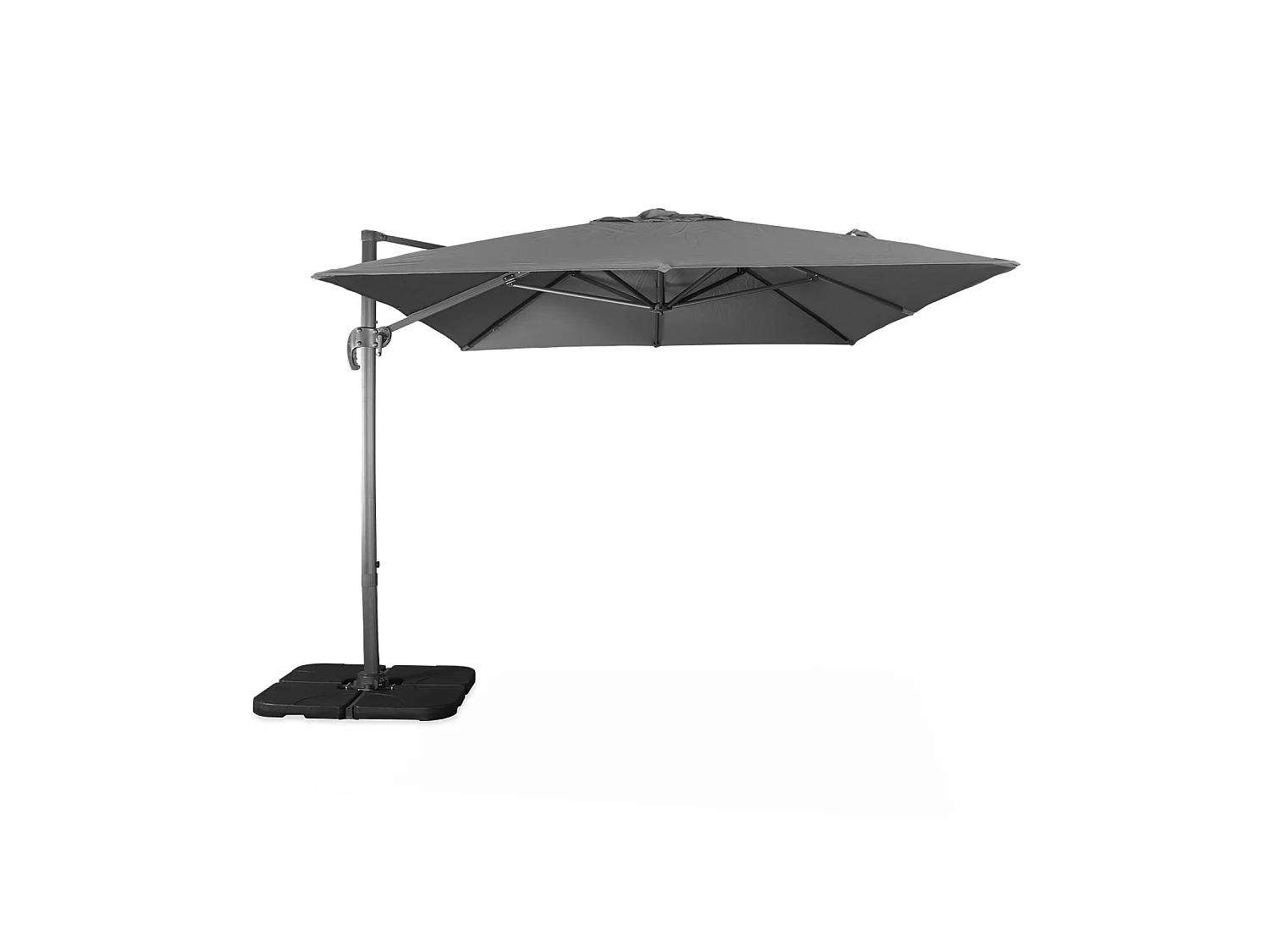 Parasol rectangular excéntrico, 3x4m + losas 50x50cm gris