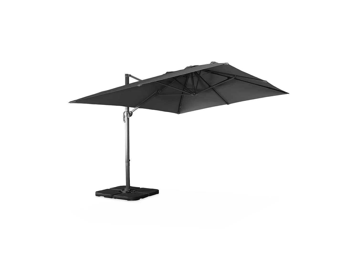 Parasol rectangular excéntrico, 3x4m + losas 50x50cm gris