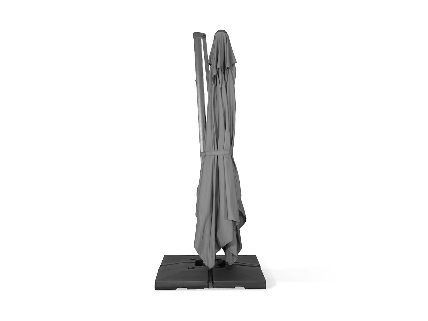 Parasol rectangular excéntrico, 3x4m + losas 50x50cm gris