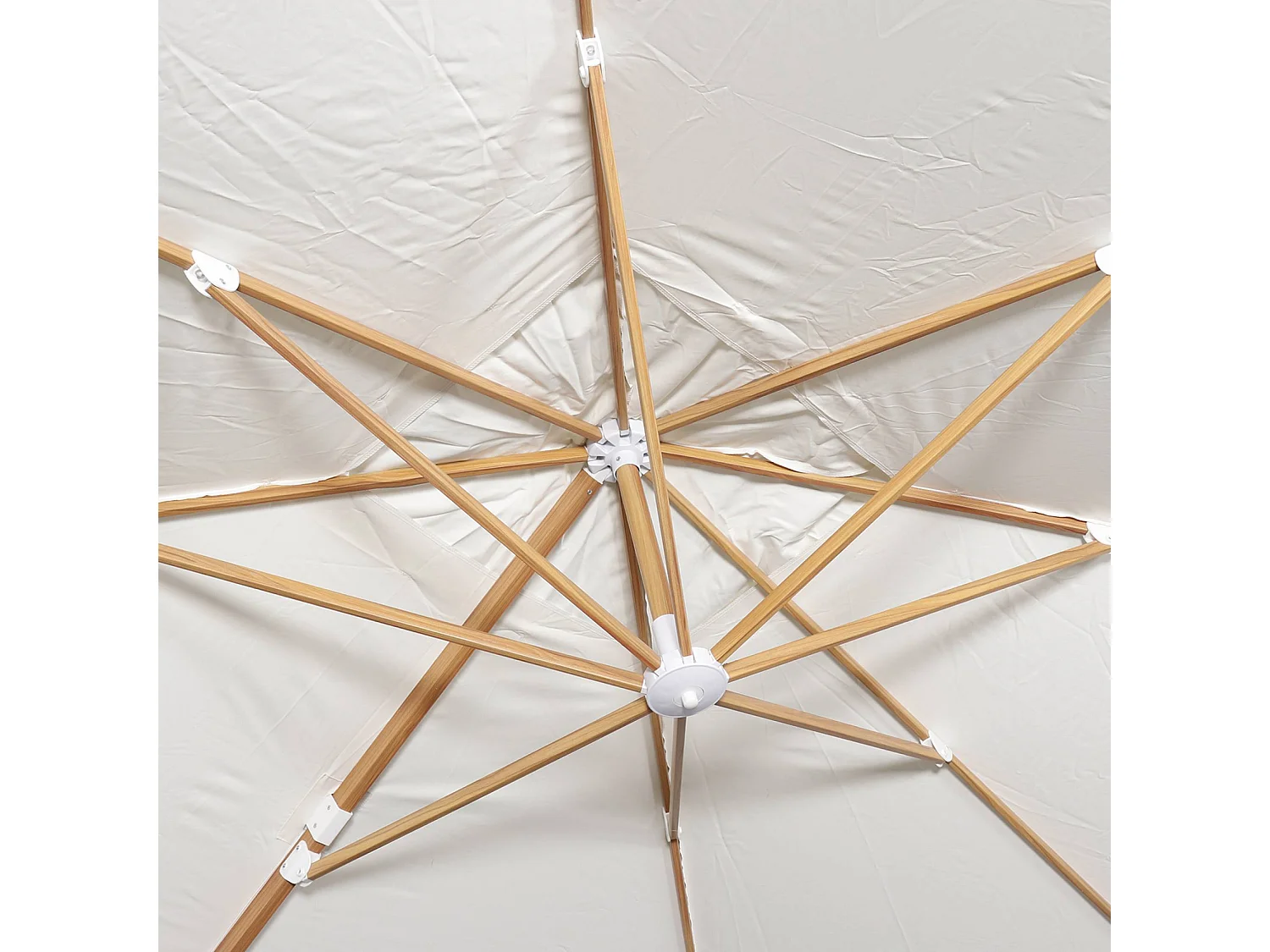 Ombrellone rettangolare decentrato 3x4 m con palo effetto legno e basi