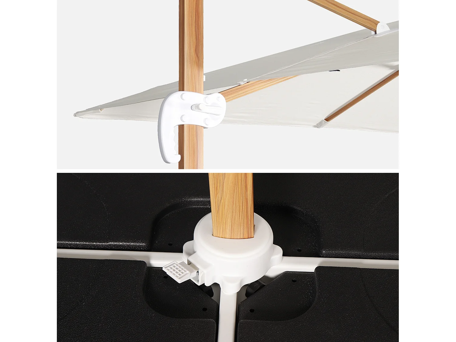 Parasol 3x3m cuadrado desplazado crudo