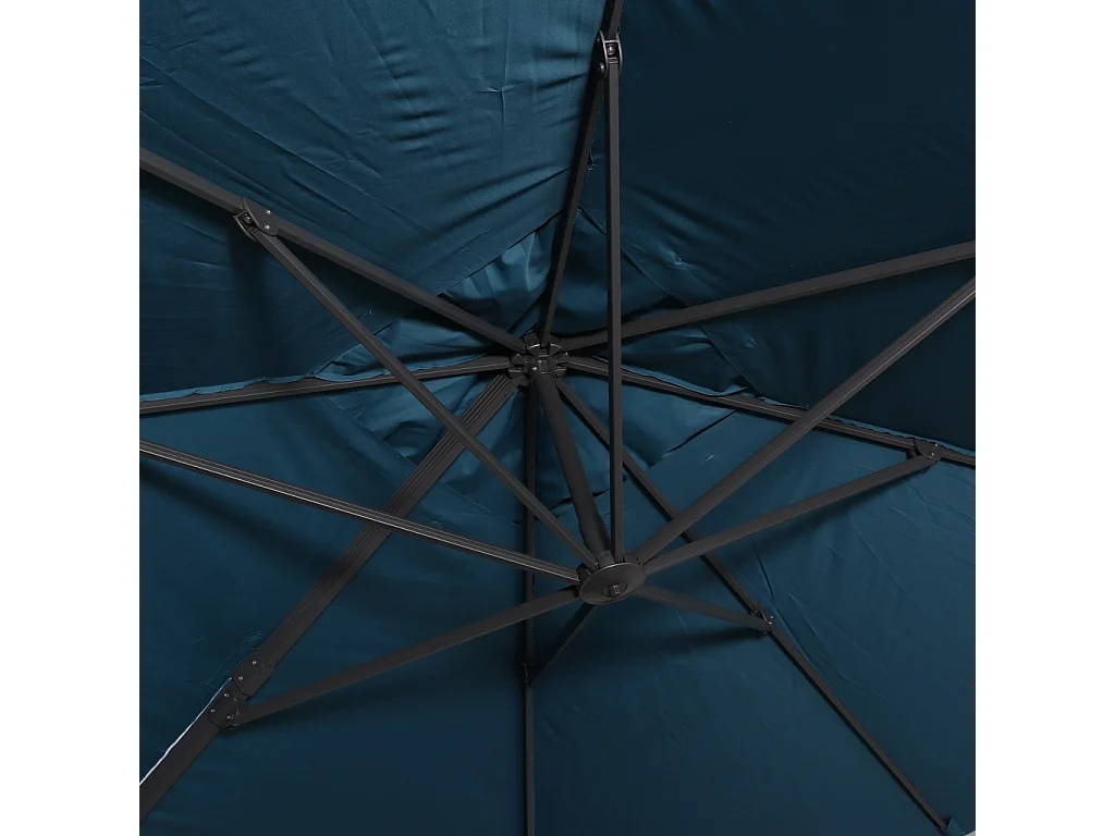 Parasol déporté rectangulaire 3x4 m - Wimereux - bleu canard- Parasol excentré inclinable dans 5 positions. rotatif à 360°.