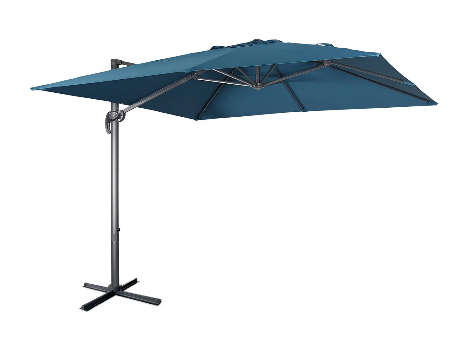 Ombrellone 3x3m quadrato decentrato , blu